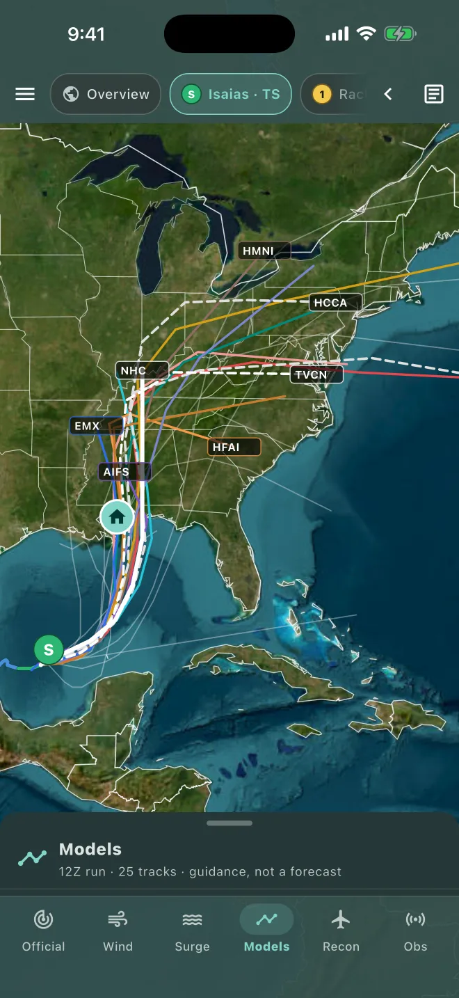 HurriMap forecast model tracks